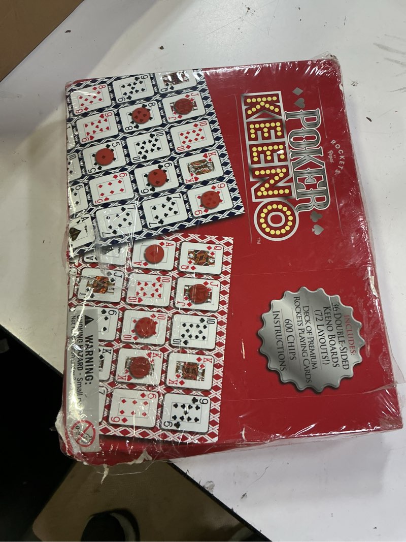 Condition photo showing New/Like New for regal games - poker keeno bulk game set - includes 36 two-sided boards, 600 scoring chips, 1 deck of standard poker cards - 72 unique board layouts- casino night card game- compatible w poker keno