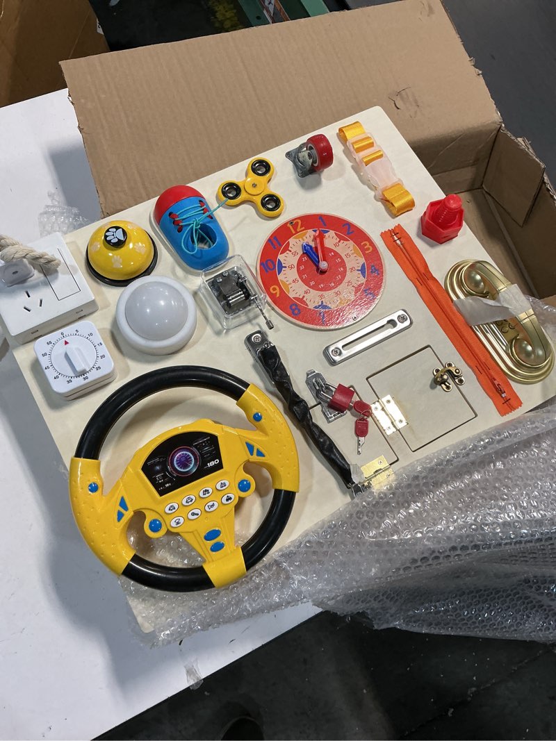 Condition photo showing New/Like New for Large Sensory Busy Board for Toddlers, Wooden Montessori Baby Toys for 1 2 3 4 Year Old, Educational Learning Activity Board for Fine Motor Skills, Travel Toys for Airplane Car, Ideal Gift for Kids