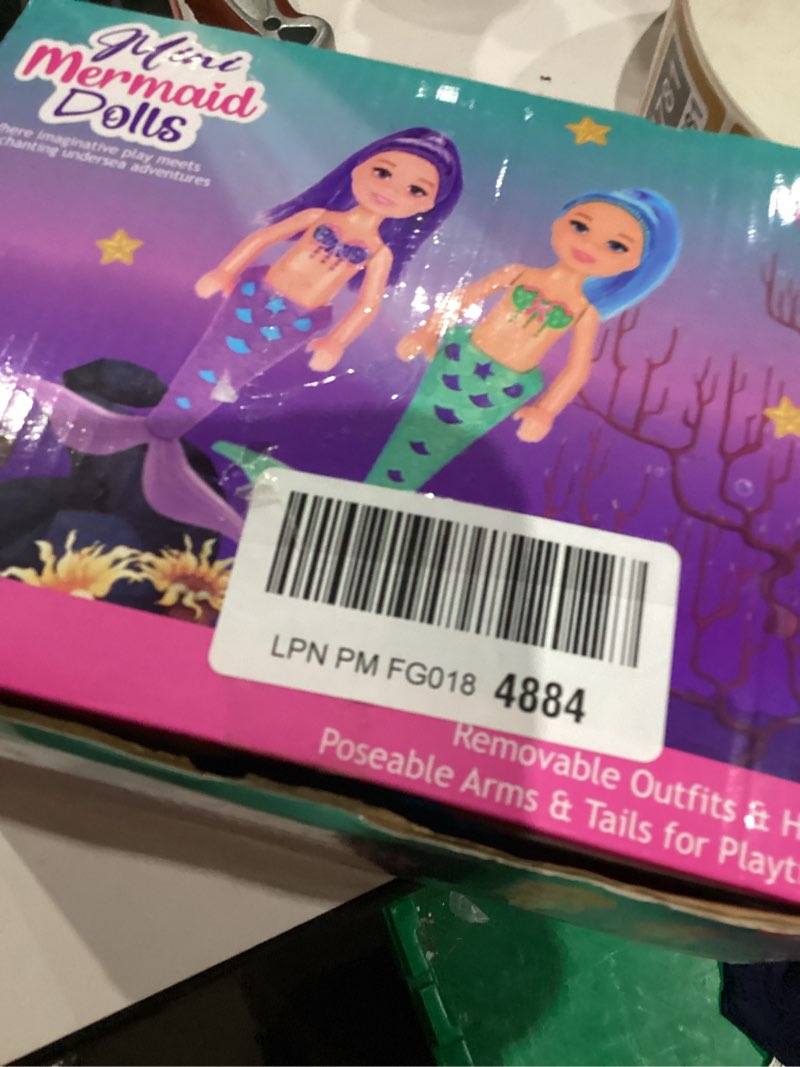 Condition photo showing New/Like New for Liberty Imports 12 Pack Mermaid Dolls Pretend Playset - 6" Mini Figures Toy Bundle Set with Removable Accessories - Ideal for Kids, Girls, Party Favors and Imaginative Playtime
