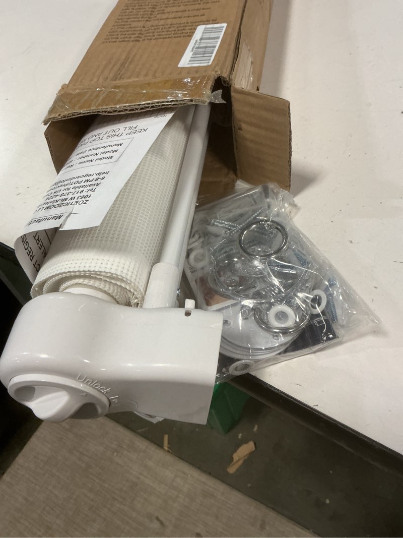 Condition photo showing Good Condition for (Similar)Extra Wide Baby Gate for Large Openings Retractable Baby Gates Indoor Outdoor Extra Long Dog Gate for Doorway Stair Gates for Kids or Pets Extra Large Dog Gate for Stairs White (33\" Tall x 65\" Wide)