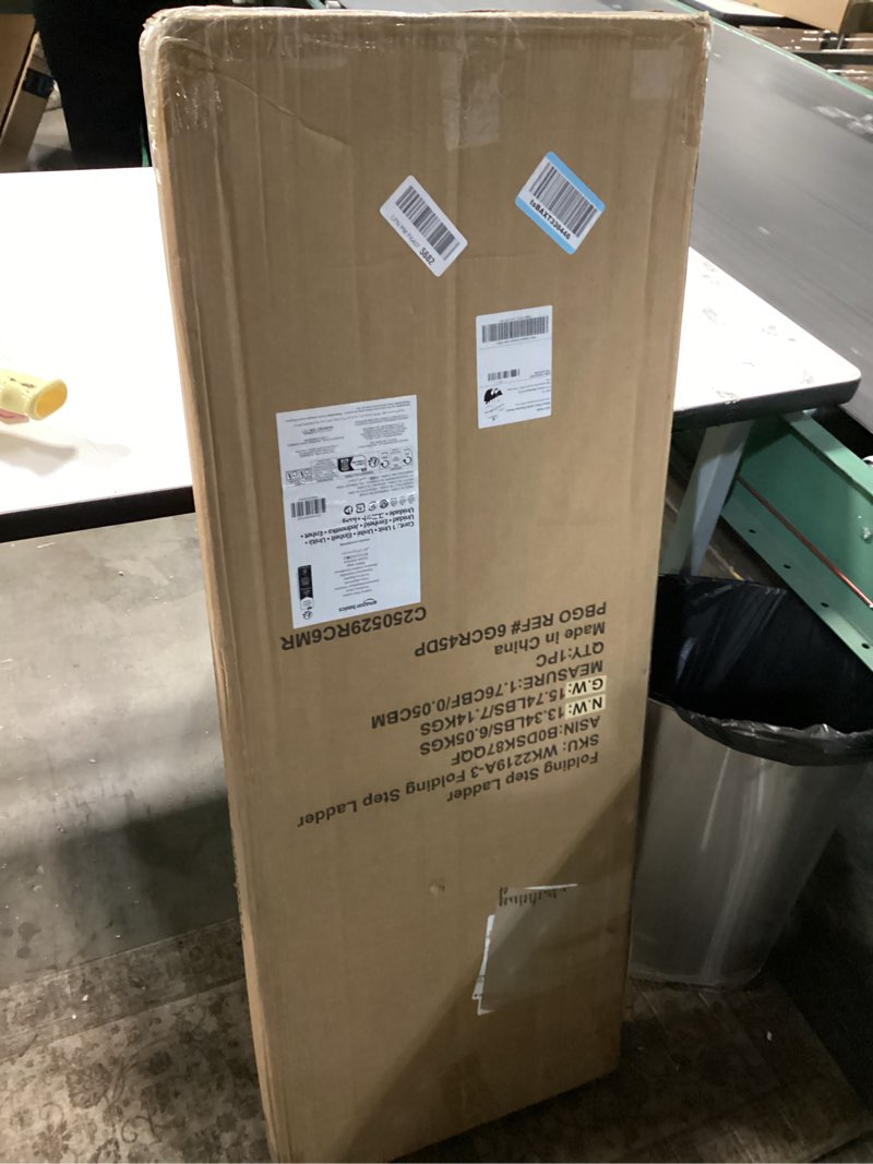 Condition photo showing New/Like New for Amazon Basics Folding 3 Step Portable Ladder, with Wide Anti-Slip Pedal, Black