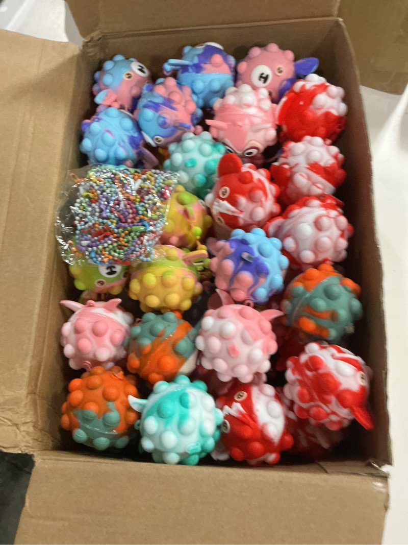 Condition photo showing Good Condition for 72pcs pop fidget bulk 3d stress ball toy, pop toy party favors for birthday, sensory toys bulk squeeze toys, easter basket stuffers, classroom prizes stocking stuffers for adults toddler 72 fidget ball