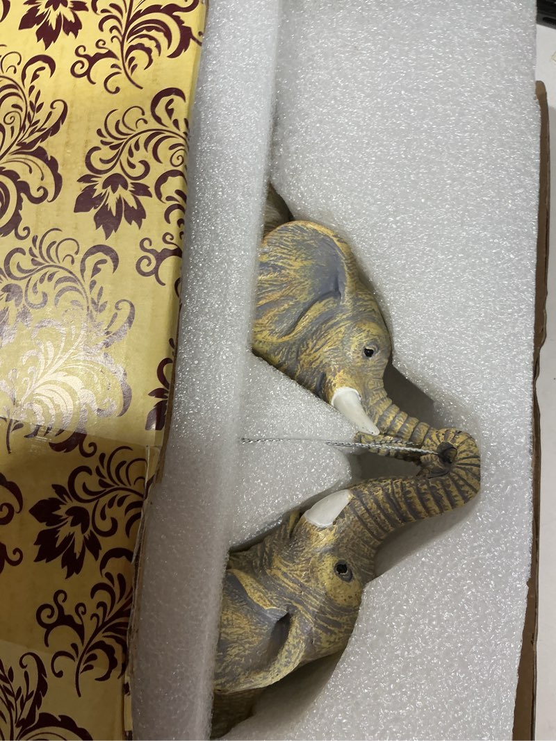Condition photo showing Good Condition for elephant figurine decor elephants statue for home decorativos | adornos para sala, tv stand decor, living room shelf decor, ivory wedding anniversary loving gifts for women couples men yellow