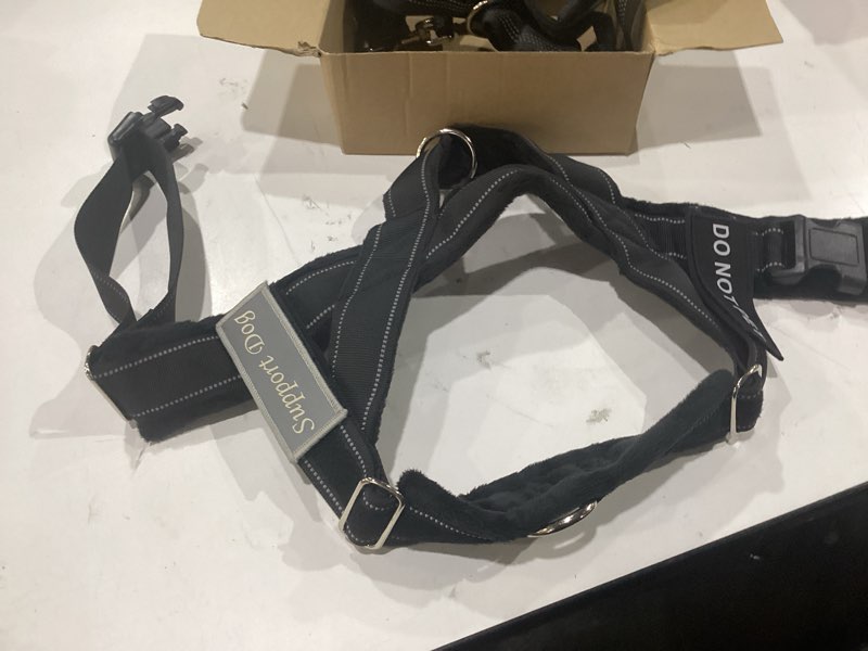 Condition photo showing Good Condition for slowton no pull dog harness - heavy duty dog harness and leash set for medium large dogs, reflective tactical harness with soft padded and front clip for easy walk and training (black l) black large