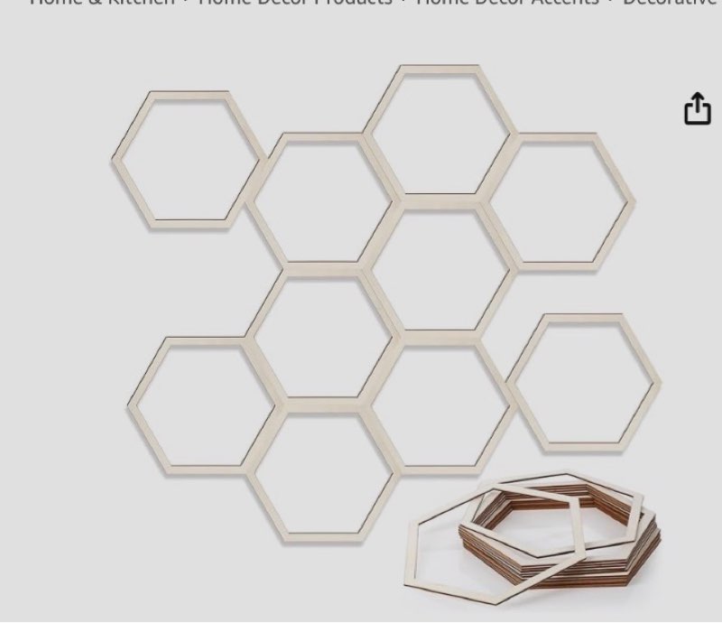 Gerrii 36 Pcs 5.8 Inch Honeycomb Decorations Unfinished Wooden Hexagon Wall Decor Hexagon Wall Stickers Decorative Wood Honeycomb Beehive Sign for Baby Shower Honeybee DIY Birthday Party Decor