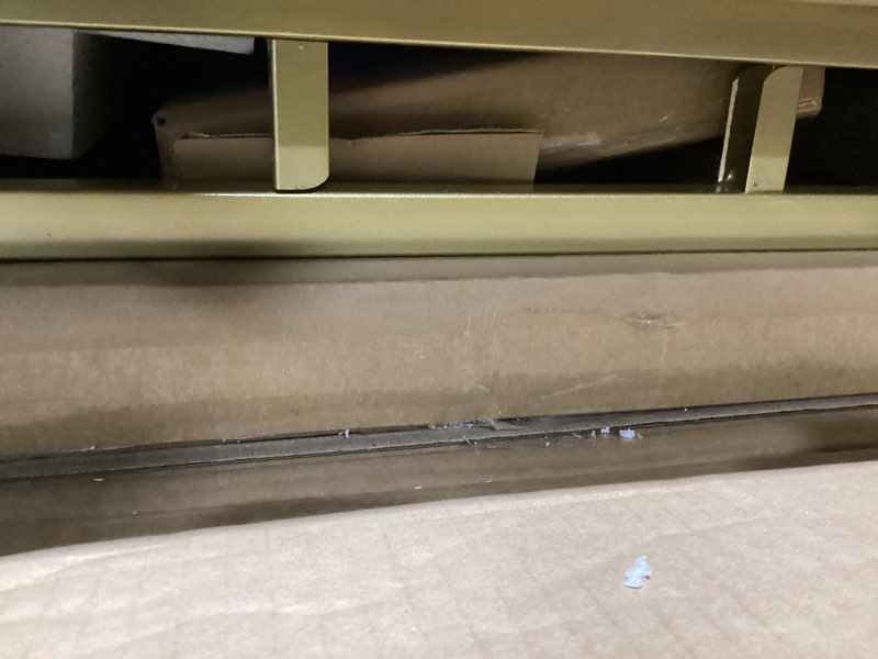 Condition photo showing New/Like New for henn&hart 45" wide rectangular rectangular coffee table in brass, modern rectangular coffee tables for living room, studio apartment essentials