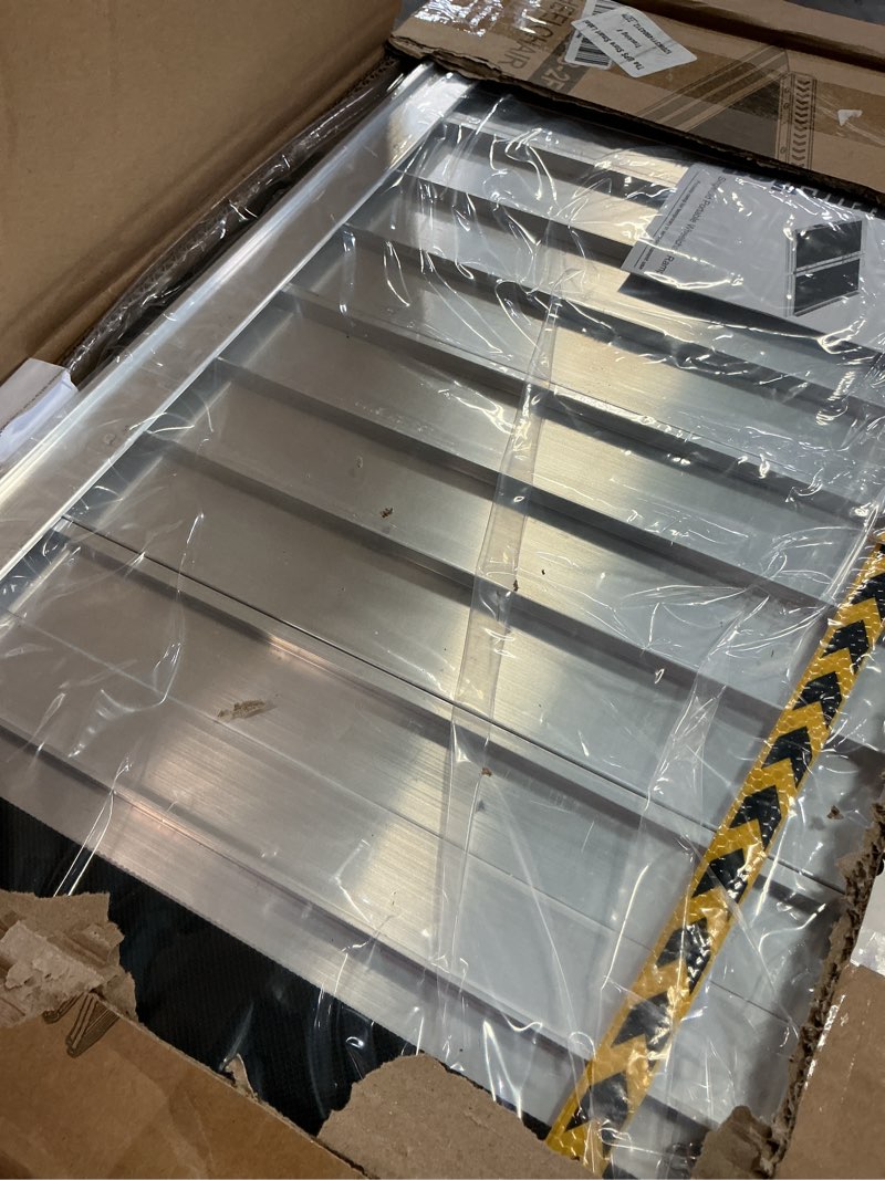 Condition photo showing Good Condition for fachnuo 2 feet portable wheelchair ramp, non-skid aluminum handicap ramps with handle, folding threshold wheel chair ramp for home steps, stairs, entry, doorways, applicable height 2-6 inches aluminum 2ft(using height 2-6'')