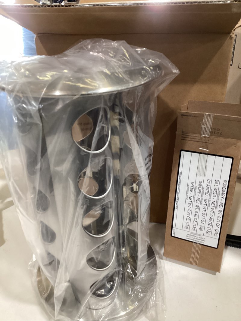Condition photo showing Good Condition for kamenstein rotating 20 jar spice rack holder stainless steel carousel with spice