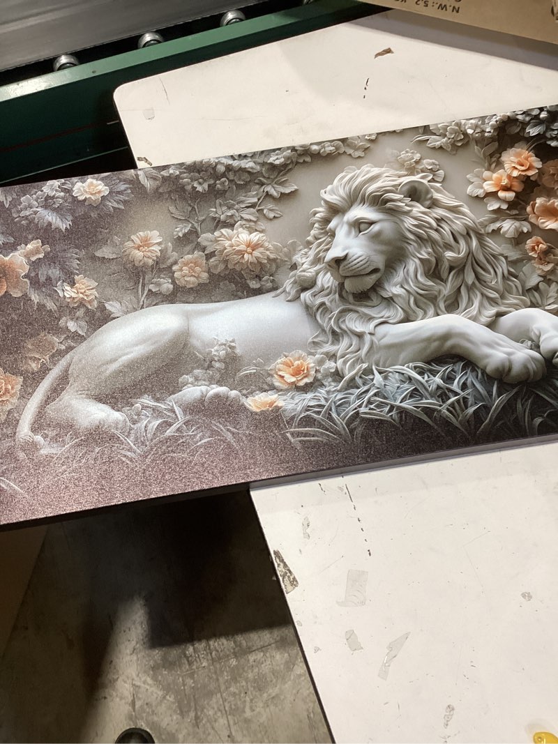 Condition photo showing Good Condition for moomel vintage lion large wall art abstract animal flower pictures wall decor wildlife canvas landscape painting modern artwork home decoration for living room dining room bedroom office framed 20x40 inch. 40"l x 20"w grey