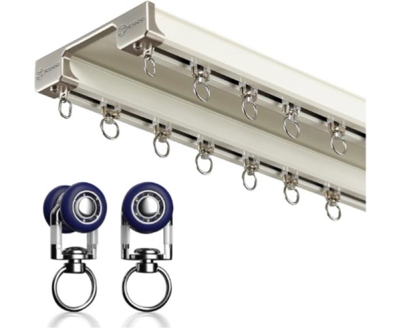 YXHOMME Ceiling Curtain Track - Double Rails System, Sliding Curtain Rail (White, 4.5M)