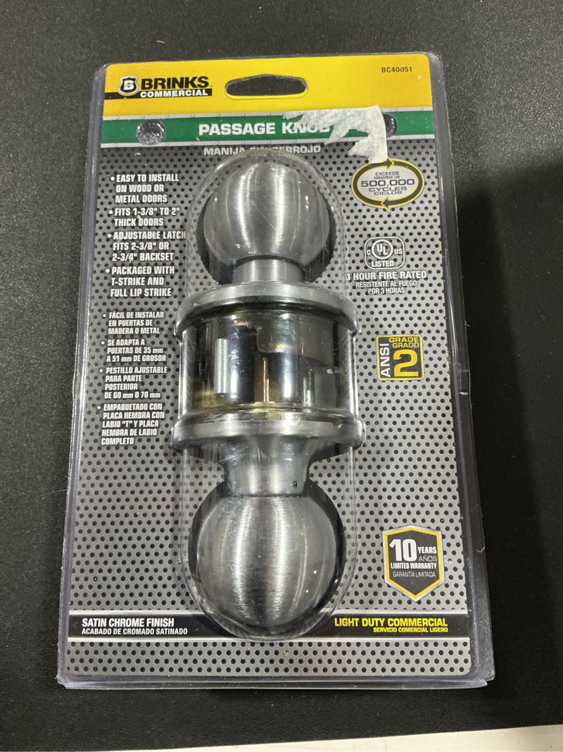 Condition photo showing Good Condition for Copper Creek Satin Stainless Door Knobs - Round Colonial Knob, 1 Pack, Interior Passage Handle Perfect for Home Improvement - Fits All Standard Doors - Hallway, Closet, Bedroom, Bathroom Satin Stainless 1 Pack Passage Function