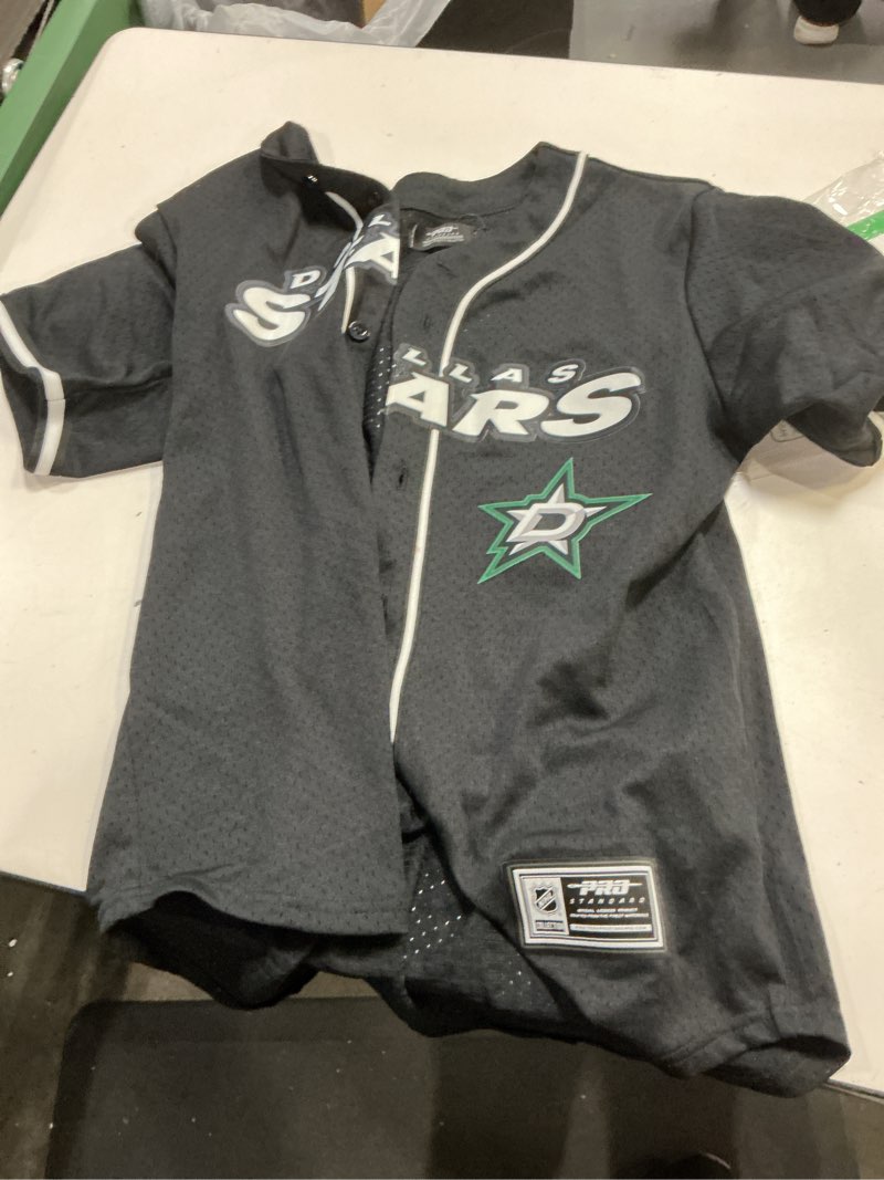 Condition photo showing Good Condition for mens nhl mesh button down top dallas stars small black