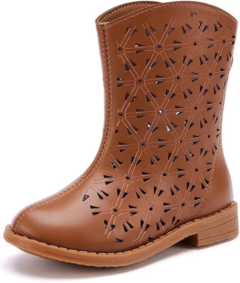 BMCiTYBM Toddler Girls Cowboy Cowgirl Boots Boys Breathable Unisex-Child Mid Calf Western Booties Wa