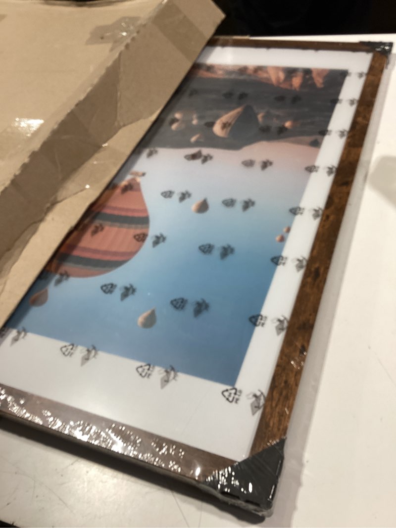 Condition photo showing Good Condition for simikar to mcs studio gallery 18x24 poster frame walnut woodgrain engineered wood, vertical & horizontal wall hanging large picture frame for photos, posters & art prints (1-pack) 1-pack walnut woodgrain 18x24