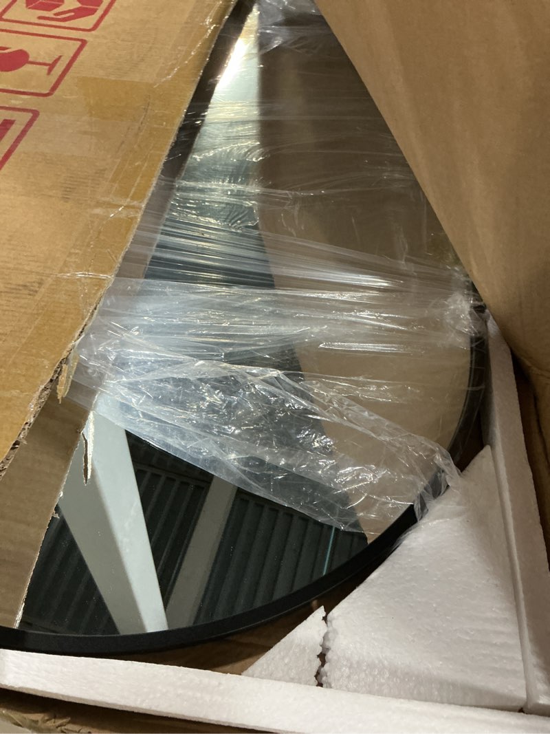 Condition photo showing Good Condition for oval bathroom mirror for wall, 20"x30" bathroom vanity mirror for over sink, bedroom, living room, entryway, metal frame with hd shatterproof glass, wall mounted horizontally or vertically (black) black 30''lx 20''w
