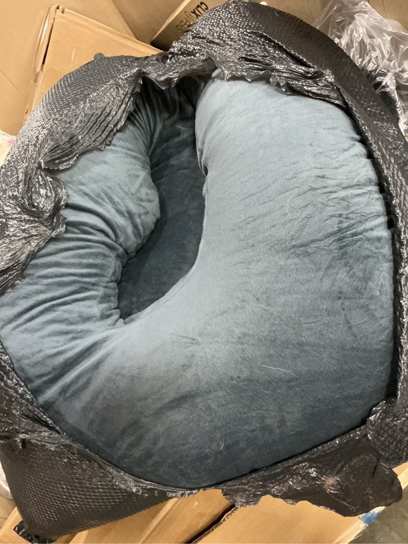 Condition photo showing Good Condition for Pregnancy Pillow, Full Body 57 Inch Maternity Pillow with Removable Washable Cover - Sleep Support for Legs, Back, Neck, Shoulder, HIPS, Belly for Pregnent Women, Black Grey Velvet Cover Black-grey Velvet