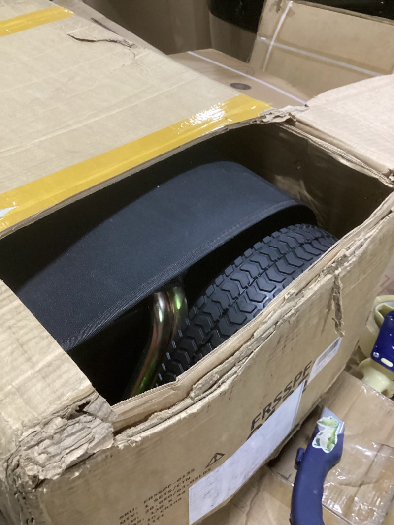 Condition photo showing Good Condition for yintatech 42in lawn sweeper tow behind, 20 cu. ft leaf grass collector, garden yard sweeper pull behind with adjustable brush height & dumping rope, black 42 inch