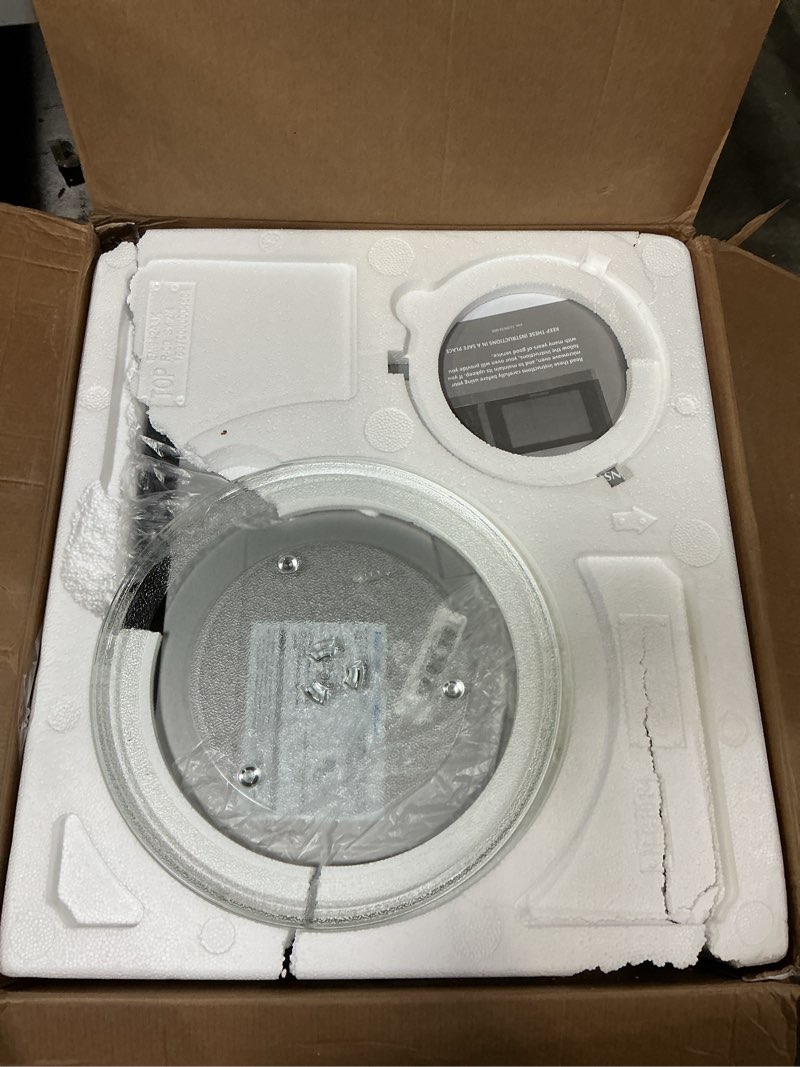 Condition photo showing Good Condition for farberware 1.6 cu. ft. countertop microwave oven – 1100 watts power, smart sensor auto cook settings, defrost, easy clean and child safety lock - stainless 1.6 cu. ft. stainless steel