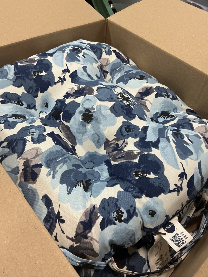 Condition photo showing Good Condition for arden plush indoor/outdoor rocking chair cushion set, 18 x 20, water repellent, fade resistant, tufted cushion for rocking chairs blue garden floral rocking chair cushion blue garden floral