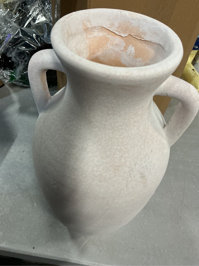 Condition photo showing Good Condition for ceramic flower vase with handles, neutral tall clay decorative terracotta vases farmhouse table vases living room decor rustic pottery pots for home shelf coffee dining desk (a-12 h-antique beige) a-12"h-antique beige