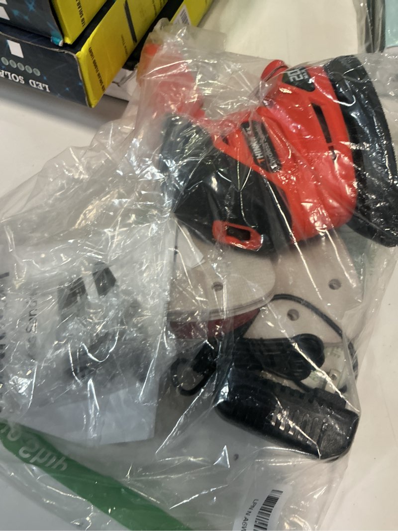 Condition photo showing As Is for 20v 2.0ah cordless detail sander - electric hand sander for woodworking with dust collector, 12000 opm palm sander tool with 21pcs sanderpapers for sanding, polishing