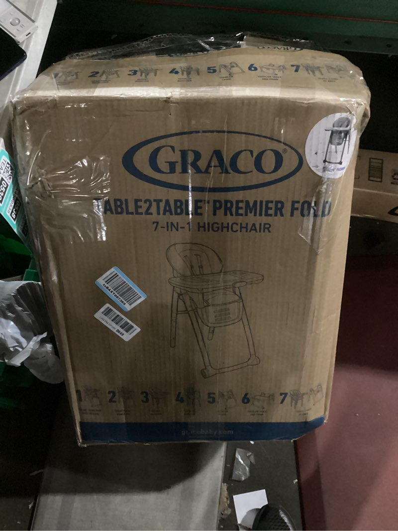 Condition photo showing New/Like New for graco table2table premier fold 7 in 1 convertible high chair | converts to dining booster seat, kids table, and more, maison