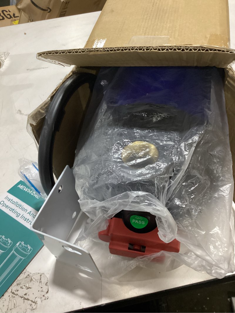 Condition photo showing As Is for whb20 whole house water filter housing, fit 20"x4.5" sediment etc filters for well and city water, big filter blue pre-filtration system for home, 1" npt port, pressure release fit for 20"x4.5" sediment etc water filters
