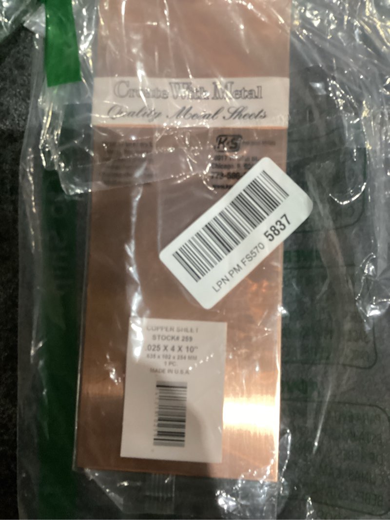Condition photo showing New/Like New for K&S 259 Copper Sheet: 0.025\" Thick x 4\" Width x 10\" Long,Made in USA