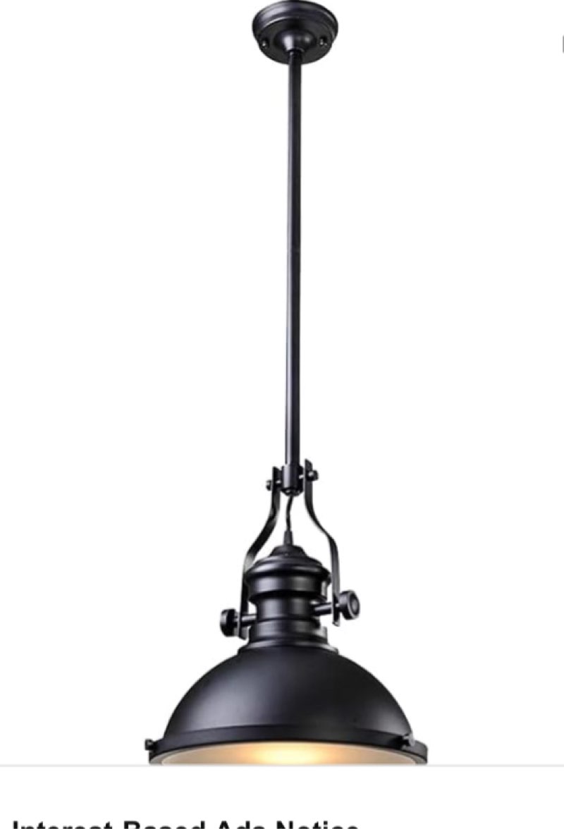 Hesmind 12 Inch Vintage Pendant Light with Diffuser Industrial Kitchen Lights for Kitchen Islands,Dining Rooms (Black, 1 Pack