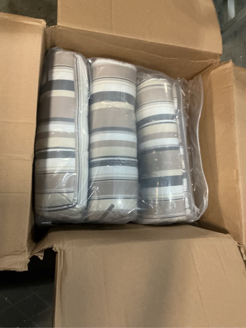 Condition photo showing New/Like New for hoteam 6 set patio chair cushions outdoor 20 x 40 inch high chair patio cushion for outdoor furniture waterproof seat rocking indoor thickened pad(striped style,beige) beige striped style