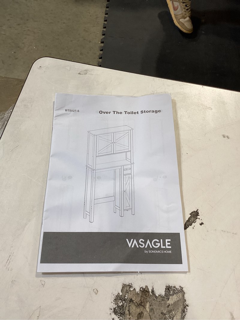 Condition photo showing Good Condition for vasagle over the toilet storage cabinet, bathroom storage cabinet with doors, adjustable shelves, space-saving, modern, 7.9 x 24.6 x 70 inches, cloud white ubts008wh01s cloud white without side storage(24.6")