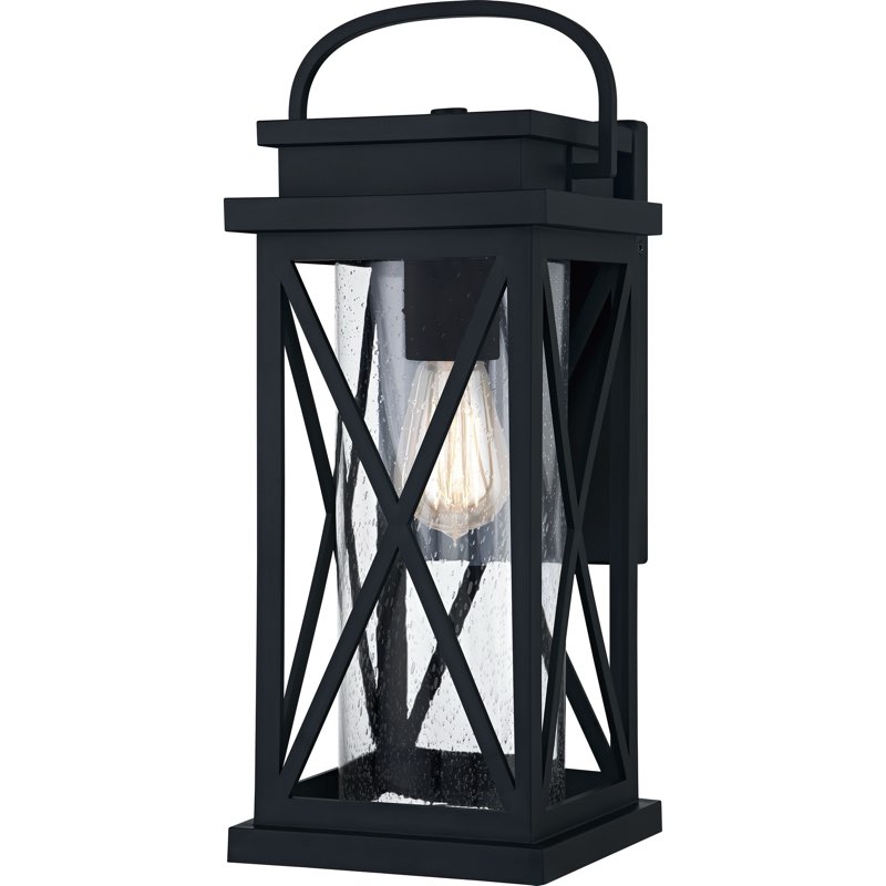 Quoizel Saint Elias 1-Light 17.88-in H Matte Black Outdoor Wall Light (caughtion broken glass in box)