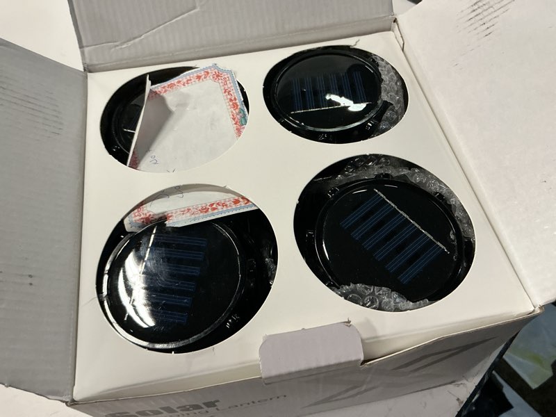 Condition photo showing As Is for Collapsible Portable LED Camping Lantern XTAUTO Lightweight Waterproof Solar USB Rechargeable LED Flashlight Survival Kits for Indoor Outdoor Home Emergency Light Power Outages Hiking Hurricane 4-Pack