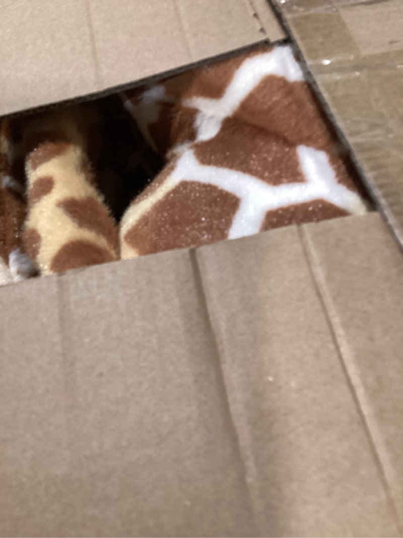 Condition photo showing Good Condition for giant stuffed giraffe animal set, 47 inch large giraffe plush toy for kids with bird & basket & leaves & card, toddler lifelike standing toys stuffed animal for girls boys