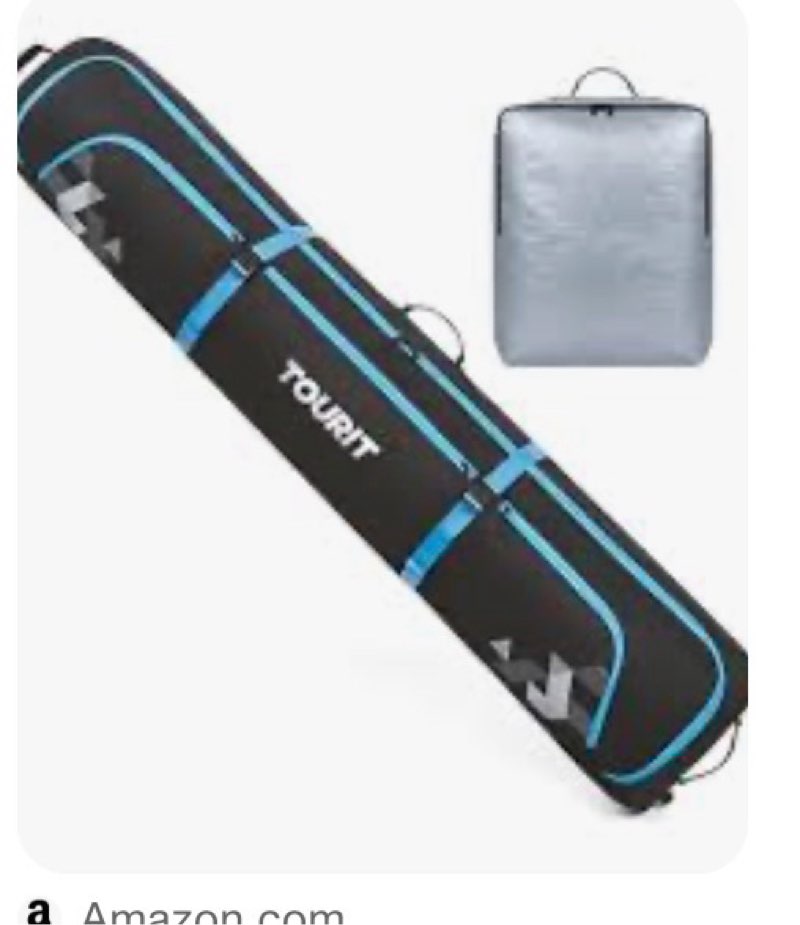 Double Rolling Ski Bag with Wheels, Padded Ski Bag for Air Travel to Hold 2 Pairs of Skis up to 175 or 190 cm.