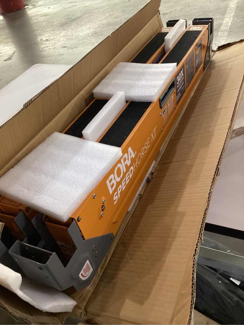 Condition photo showing New/Like New for Bora Portamate Speedhorse XT Sawhorse Pair- Two pack, 30-36 inch height adjustable Legs, Metal Top for 2x4, Heavy Duty Pro Bench Saw Horse for Contractors, Carpenters - PM-4550T,Orange