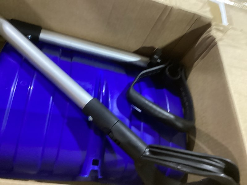 Condition photo showing Good Condition for Snow Shovel for Driveway: 48" Ergonomic Dual D-Handles for Less Back Strain - Aluminum Wear Strip Cleaning Shovel - Lightweight and Portable Snow Removal Tool for Car Camping Outdoor blue 48 in Snow Shovel