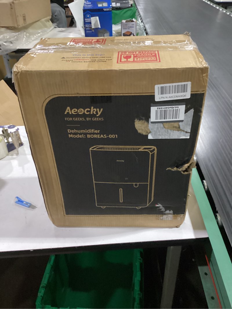 Condition photo showing Good Condition for aeocky 50 pint/day, 3500sq.ft compressor dehumidifier with drain hose | 0.8 gallon water tank capacity, for basement, home, bedroom, bathroom, rv, garage, intelligent humidistat, quiet