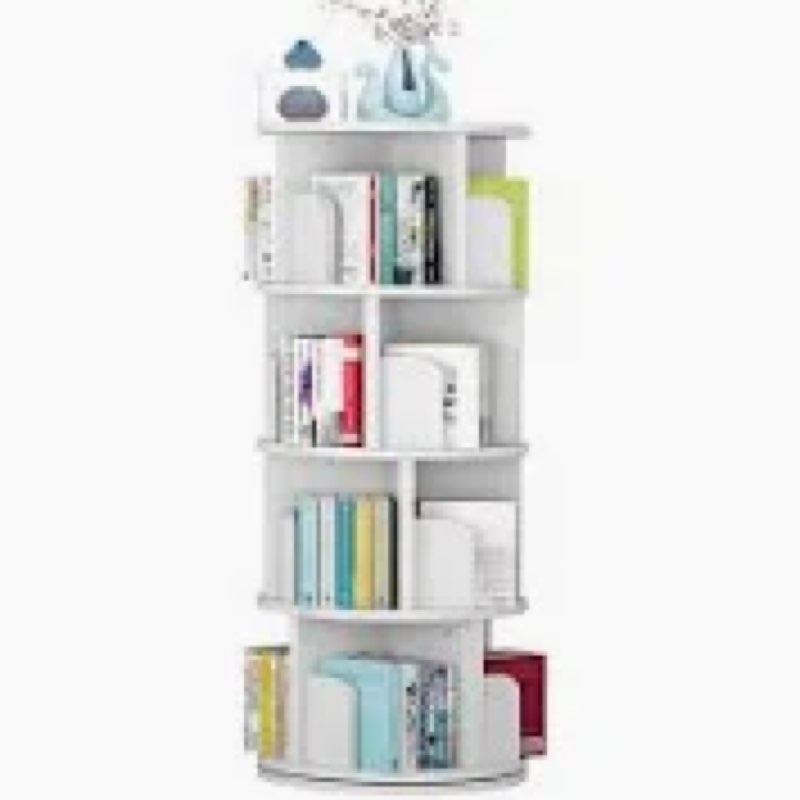 MXV Rotating Bookshelf, 360 Display 5 Tier, Small Corner Bookshelf for Small Space, Floor Standing B
