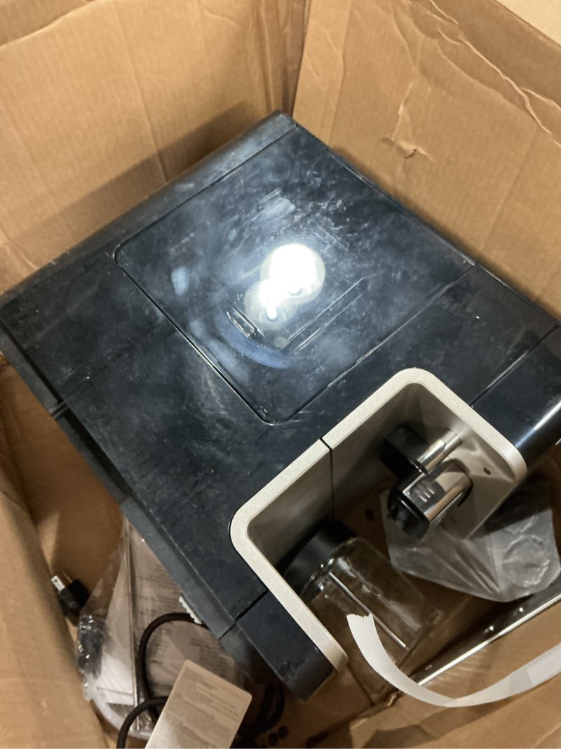 Condition photo showing As Is for Miele CM 6360 MilkPerfection Automatic Coffee Machine - OneTouch for Two, AromaticSystem, 8 individual profiles, DoubleShot, WiFi-compatible, LED lighting, in Obsidian Black CleanSteel Metallic CM 6360 MilkPerfection Obsidian Black & Clean Steel Metallic