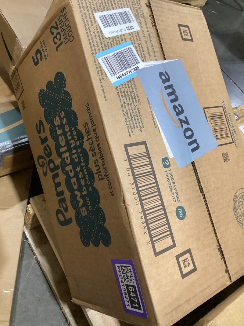 Condition photo showing New/Like New for pampers swaddlers diapers, size 5 (20-37 lbs), 132 count, absorbent, keeps baby dry and comfortable, skin safe disposable baby diaper (packaging may vary) size 5 132