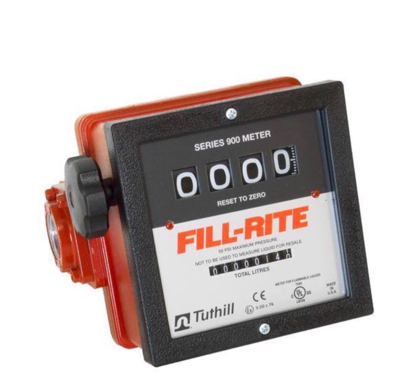 FILL-RITE 1" 23-151 LPM 4 Wheel Mechanical Meter, Aluminum, Fuel Transfer Liter Meter