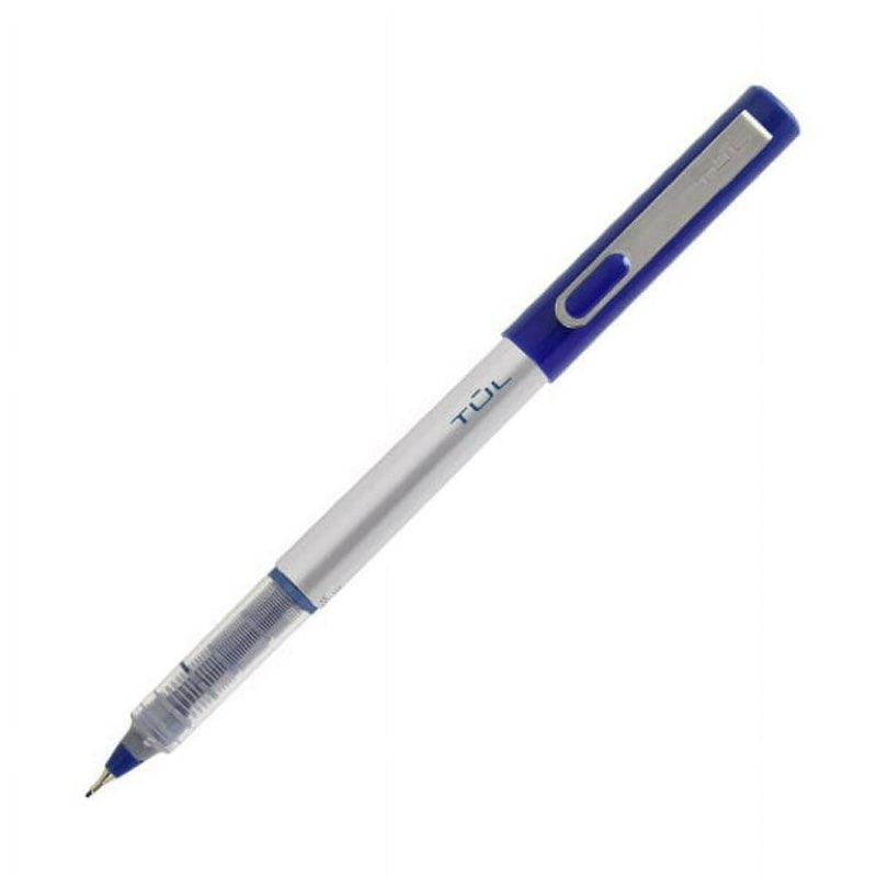 ( box of 12 pcs)TUL® Fine Liner Porous-Point Pens, Ultra-Fine, 0.4 mm, Silver Barrel, blue single 