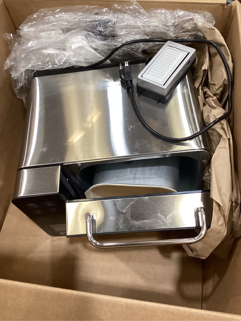 Condition photo showing As Is for kbs pro 710w 2lb bread maker, stainless steel 17-in-1 smart bread machine with healthy ceramic pan, automatic nut dispenser, tempered glass touch panel, 3 crust colors, 15h timer& keep-warm, recipes silver stainless steel