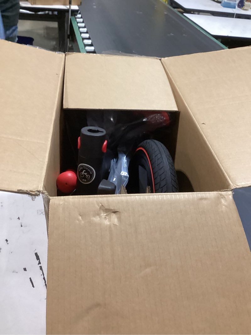 Condition photo showing Good Condition for jmmd 6 in 1 toddler bike with push handle for kids 18-60 months, 12" foldable balance bike with training wheels, pedals, brakes, kickstand, push tricycle toddler gift & toys for boy & girl black large