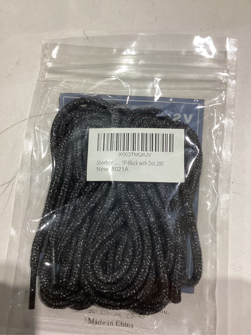 Condition photo showing Good Condition for VSUDO Round Work Boot Laces Heavy Duty, Tough Shoe Laces for Boots, Strong Shoelaces for Hiking Shoes 79" - 200 cm Black With White Dot - Plastic Tip