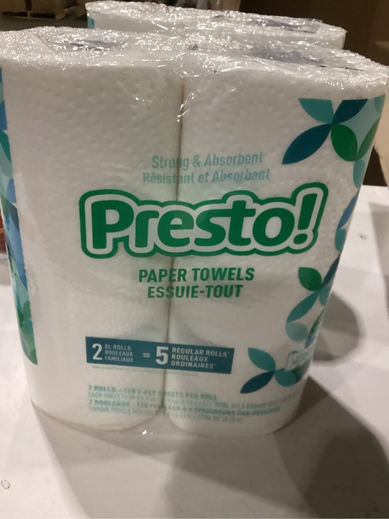 Condition photo showing New/Like New for Amazon Brand - Presto! Kitchen Paper Towels - Flex-a-Size, 128 Sheet Family Roll, 2 Rolls Huge 1 Rolls (Pack of 2)