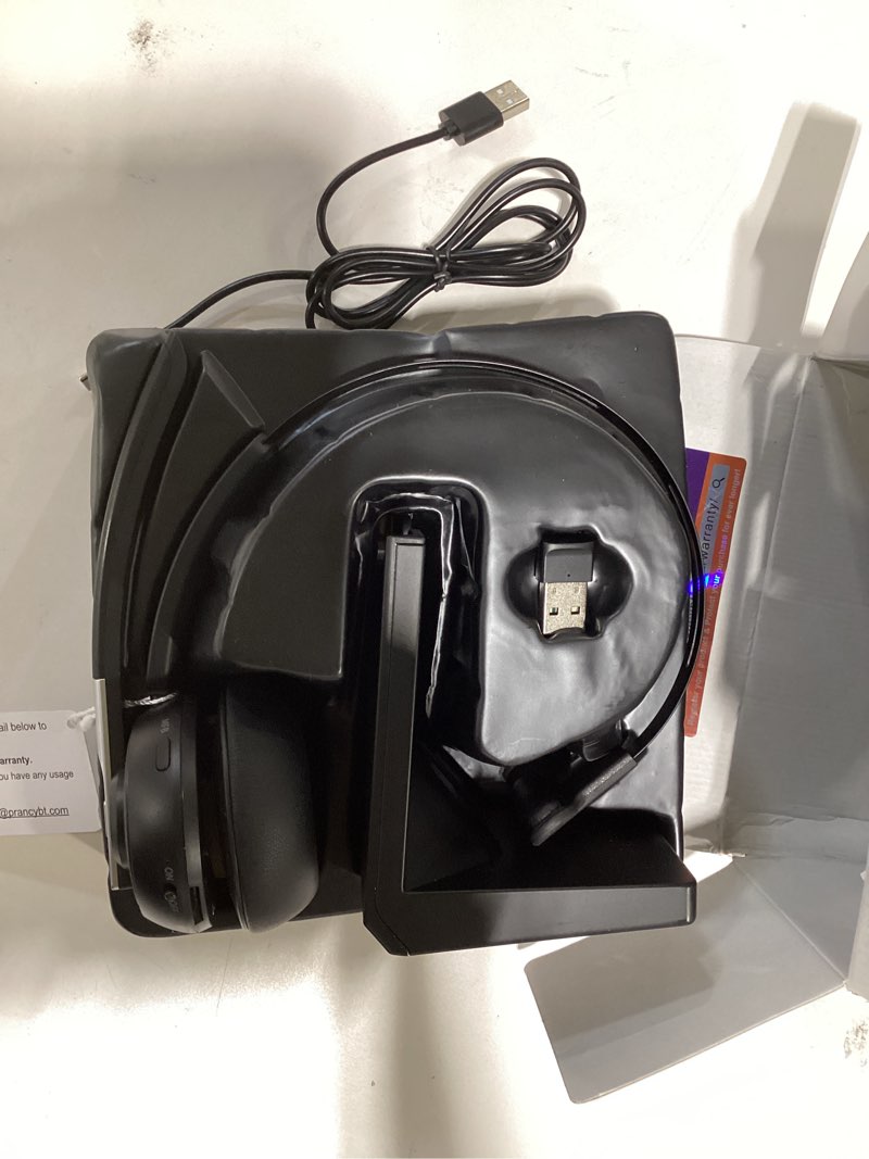 Condition photo showing Good Condition for bluetooth headset, wireless headset with microphone for pc, v5.2 computer headset with noise cancelling mic, usb dongle, charging base & mute button for work, cell phones, computer (black)