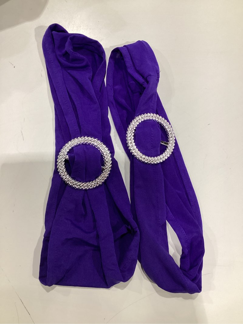 Condition photo showing Good Condition for Peomeise 100pcs Purple Spandex Chair Sashes with Buckle Slider for Wedding, Party Decoration
