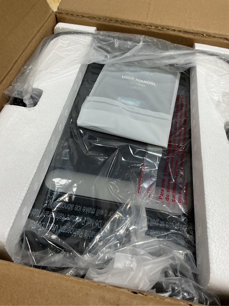 Condition photo showing Good Condition for HiCOZY Clear View Ice Maker Countertop, Self-Cleaning Ice Machine with Ambient Lights, Ice in 6Mins, 26 lbs/Day, 2 Sizes of Bullet Ice for Apartment/Kitchen/Office/Home Bar(Black) 12.4"D x 11.3"W x 9.5"H Black 1